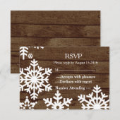 Rustikale Winterhochzeit Holzschneeflocken UAWG RSVP Karte (Vorne/Hinten)