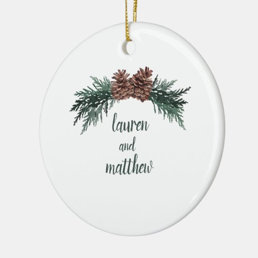 Rustikale Winterhochzeit Keramik Ornament (Links)