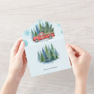 Rustikale Winterhochzeit LKW-Hochzeit All In One Einladung