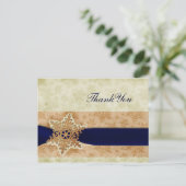 rustikale Winterhochzeit "marineblau" Vielen Dank Postkarte (Stehend Vorderseite)