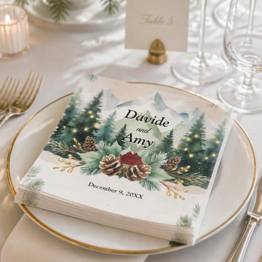 Rustikale Winterhochzeit| Pinecones Serviette