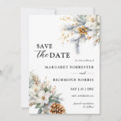 Rustikale Winterhochzeit Save the Date Einladung (Vorderseite)