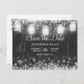 Rustikale Winterhochzeit Save the Date Postkarte (Vorne/Hinten)