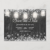 Rustikale Winterhochzeit Save the Date Postkarte (Vorderseite)