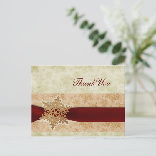 rustikale Winterhochzeit Vielen Dank Postkarte (Stehend Vorderseite)