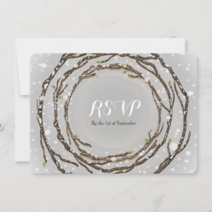 Rustikale Winterhochzeit Zweige RSVP-Karte Einladung