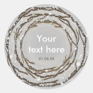 Rustikale Winterhochzeiten und Landschnee Runder Aufkleber