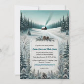 Rustikale Winterhütte Einladung Hochzeit (Vorderseite)