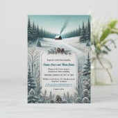 Rustikale Winterhütte Einladung Hochzeit (Stehend Vorderseite)