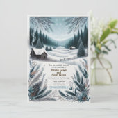 Rustikale Winterhütte Einladung Hochzeit (Stehend Vorderseite)