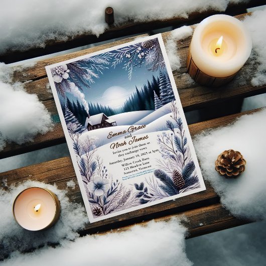 Rustikale Winterhütte Einladung Hochzeit