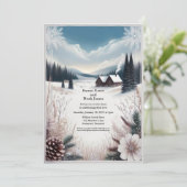 Rustikale Winterhütte Einladung Hochzeit (Stehend Vorderseite)