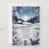 Rustikale Winterhütte Einladung Hochzeit (Vorderseite)