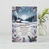 Rustikale Winterhütte Einladung Hochzeit (Stehend Vorderseite)
