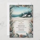 Rustikale Winterhütte Einladung Hochzeit (Vorderseite)