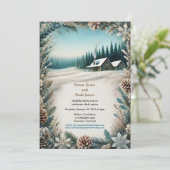 Rustikale Winterhütte Einladung Hochzeit (Stehend Vorderseite)