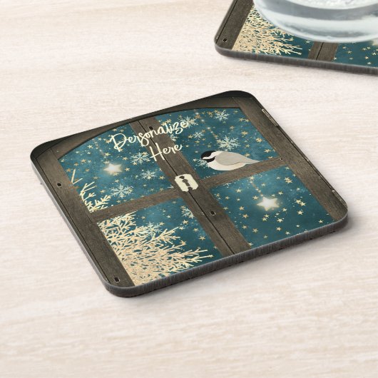 Rustikale Winterhüttensterne, Schneeflocken Getränkeuntersetzer (Linke Seite)