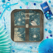 Rustikale Winterhüttensterne, Schneeflocken Pappteller (Party)