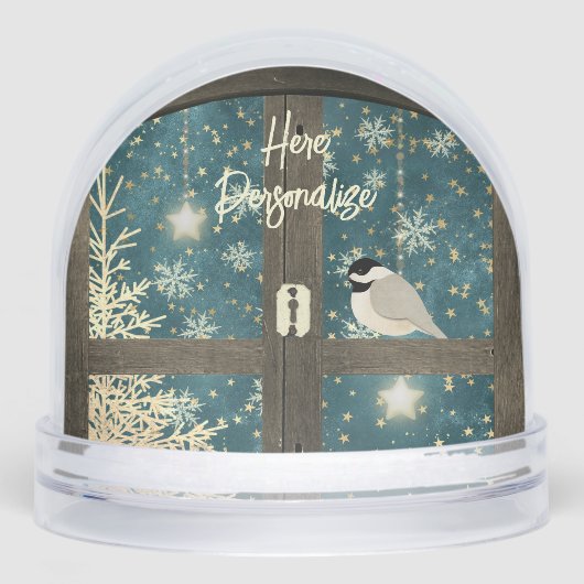 Rustikale Winterhüttensterne, Schneeflocken Schneekugeln (Vorderseite)