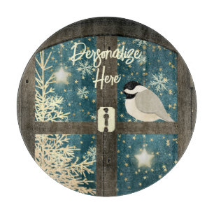 Rustikale Winterhüttensterne, Schneeflocken Schneidebrett