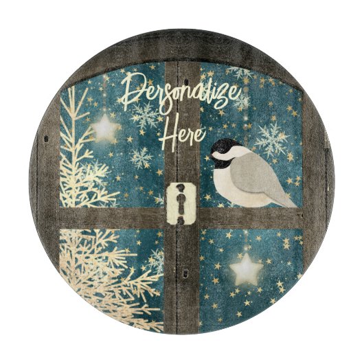 Rustikale Winterhüttensterne, Schneeflocken Schneidebrett (Vorderseite)