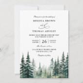 Rustikale Winterkiefern Budget QR-Code Hochzeit Einladung (Vorderseite)