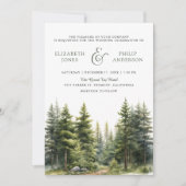 Rustikale Winterkiefern-Wald QR-Code-Hochzeit Einladung (Vorderseite)