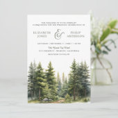Rustikale Winterkiefern-Wald QR-Code-Hochzeit Einladung (Stehend Vorderseite)