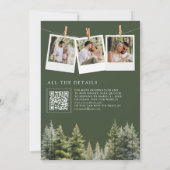Rustikale Winterkiefern-Wald QR-Code-Hochzeit Einladung (Rückseite)