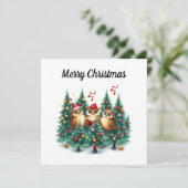 Rustikale Winterkiefernwälder Wandern Feiertagskarte (Stehend Vorderseite)