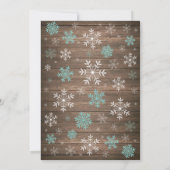 Rustikale Winterkindusche Aqua Snowflake Einladung (Rückseite)