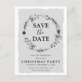 Rustikale Winterkränze Save the Date Einladungspostkarte (Vorderseite)