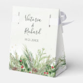 Rustikale Winterlandschaft Berries Pine Cone Weddi Geschenkschachtel (Rückseite)