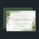 Rustikale Winterlandschaft Berries Pine Cone Weddi Karte<br><div class="desc">Feiern Sie das glückliche Paar mit dieser eleganten und festlichen Hochzeitskarte. Die Karte mit einer wunderschönen Aquarelldarstellung von Wintergrün, Beeren und Goldmedaille eignet sich ideal für eine Winterhochzeit oder eine Feier zu den Feiertagen. Passen Sie die Karte mit Namen und eine herzliche Nachricht an, um Ihre Glückwünsche und guten Wünsche...</div>