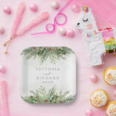 Rustikale Winterlandschaft Berries Pine Cone Weddi Pappteller (Party)