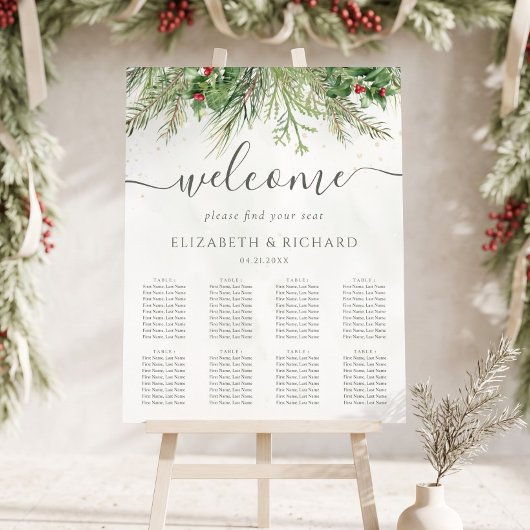 Rustikale Winterlandschaft Berries Pine Cone Weddi Poster