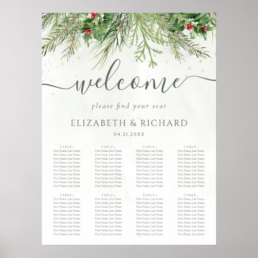 Rustikale Winterlandschaft Berries Pine Cone Weddi Poster (Vorne)