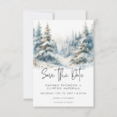 Rustikale Winterlandschaft Foto Watercolor Save The Date (Vorderseite)
