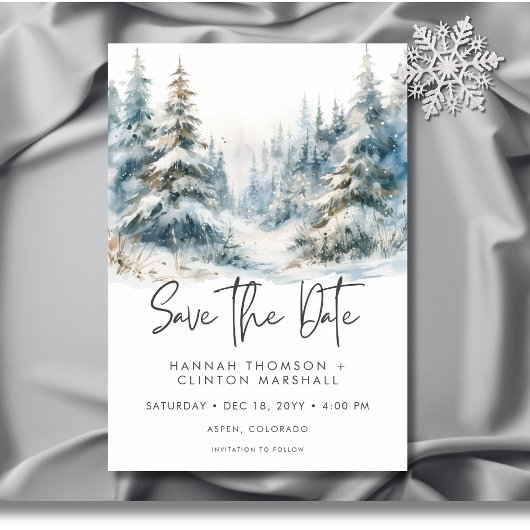 Rustikale Winterlandschaft Foto Watercolor Save The Date