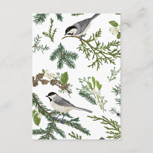 Rustikale Winterlandschaft & Kiefernrahmen Hochzei Begleitkarte (Rückseite)