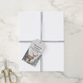 Rustikale Winterlandschaft mit Hirsch Vielen Dank Geschenkanhänger (Mit Garn)