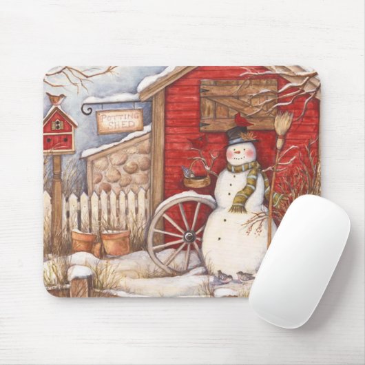 Rustikale Winterlandschaft Mousepad (Mit Mouse)