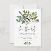 Rustikale Winterlandschaft & Pine Wedding Foto Save The Date (Vorderseite)