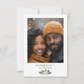 Rustikale Winterlandschaft & Pine Wedding Foto Save The Date (Rückseite)