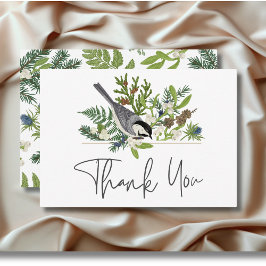 Rustikale Winterlandschaft & Pinienhochzeit Dankeskarte
