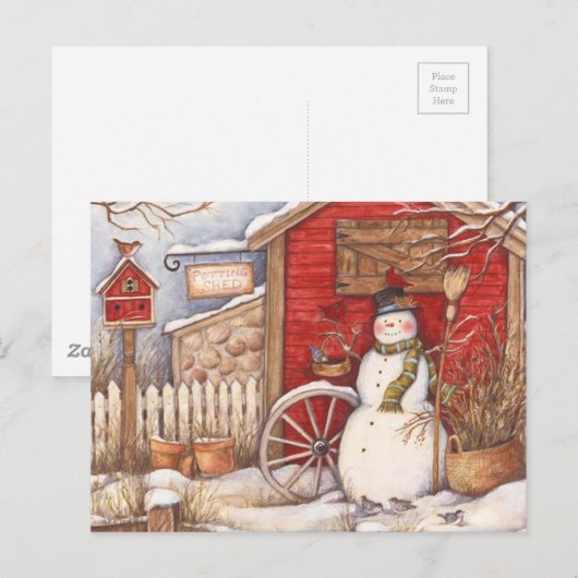 Rustikale Winterlandschaft Postkarte (Vorne/Hinten)