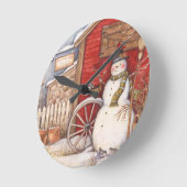 Rustikale Winterlandschaft Runde Wanduhr (Winkel)