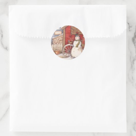 Rustikale Winterlandschaft Runder Aufkleber (Tasche)