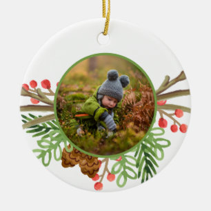 Rustikale Winterlandschaft Wasserfarbe Keramik Ornament