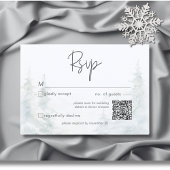 Rustikale Winterlandschaft Wasserfarbe QR Code RSVP Karte